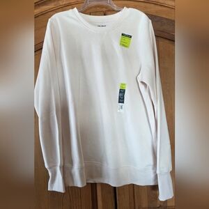 Women's Tek Gear Ultrasoft Fleece Sweatshirt Off White Ivory Size Large Tall NEW
